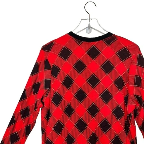 NEW Victoria’s Secret Red Plaid Pajama Thermal Waffle Knit Jumpsuit Sz XL - Picture 13 of 13